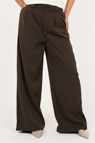 Wide leg pantalon bruin - Feya