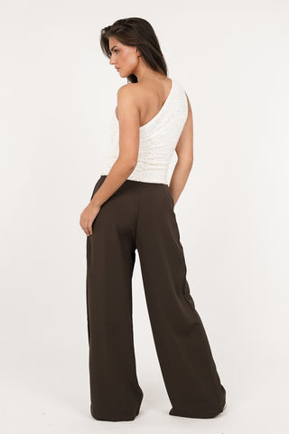 Wide leg pantalon bruin - Feya