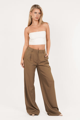Wide leg pantalon camel - Josje