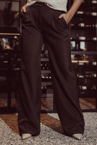Wide leg pantalon donker bruin - Josje