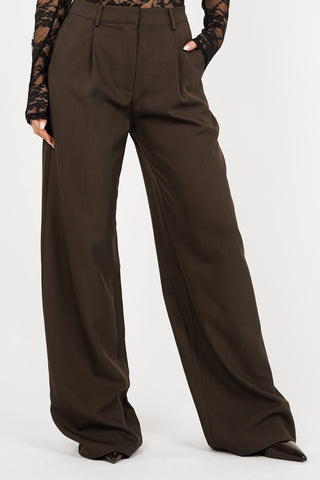 Wide leg pantalon donker bruin - Josje