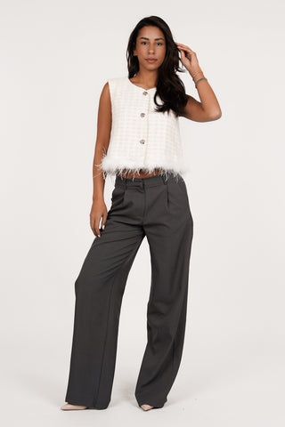 Wide leg pantalon grijs - Josje
