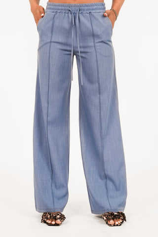 Wide leg pantalon jogger blauw - Vivian