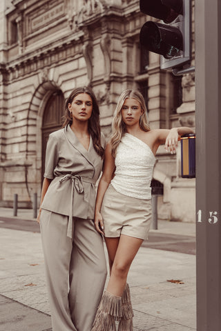 Wide leg pantalon taupe - Julia