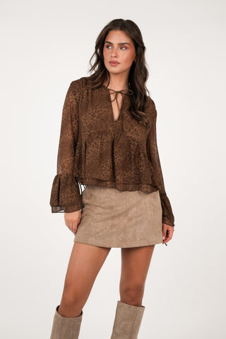 Wijde blouse top luipaardprint - Loulou