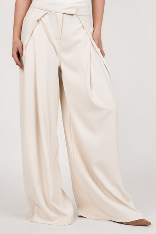 Wijde pantalon fold over beige - Jessy