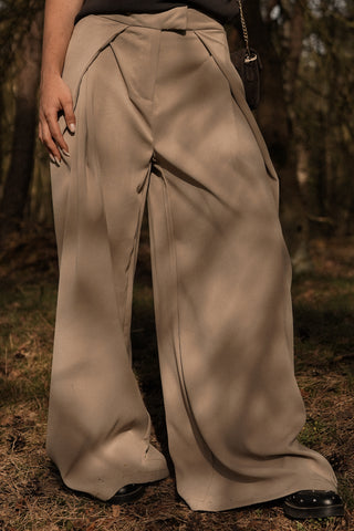 Wijde pantalon fold over taupe - Jessy