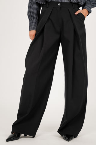 Wijde pantalon fold over zwart - Elara