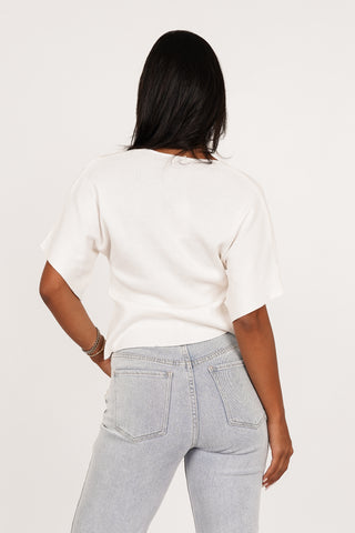 Wijde top met gouden knopen wit - Syfra