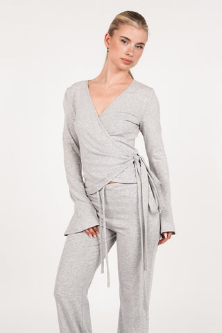 Wikkel top lange mouw grijs - Dany