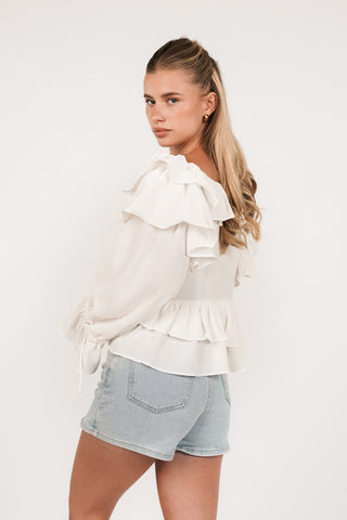 Witte blouse met ruffles - Juul