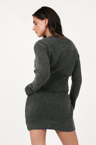 Wollen cropped vestje grijs - Sanne
