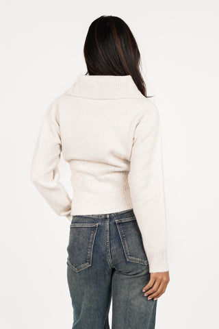 Wollen trui met grote boord creme - Lia