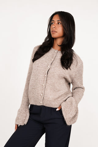 Zacht vest met parels taupe - Katy