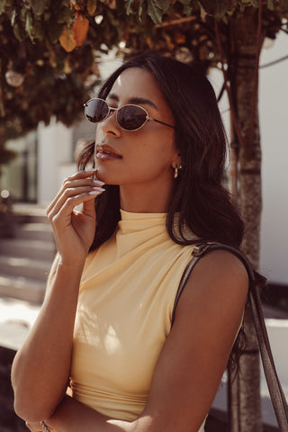 Zonnebril ovaal smal bruin - Yara