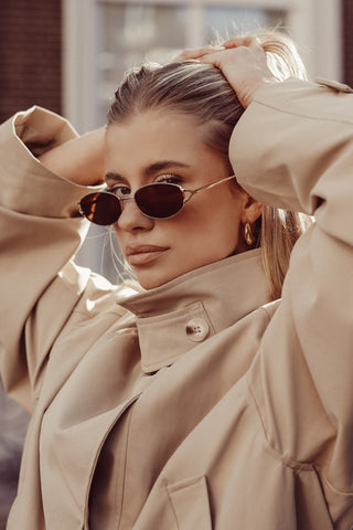 Zonnebril ovaal smal bruin - Kitty