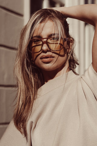 Zonnebril oversized vierkant taupe - Liova