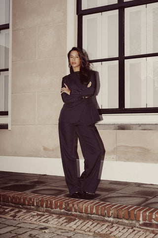 Blazer dames asymmetrisch donker blauw - Maya