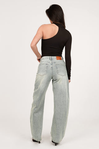Balloon fit jeans acid wash licht blauw - Brooklyn