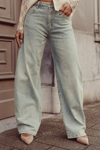 Balloon fit jeans acid wash licht blauw - Brooklyn