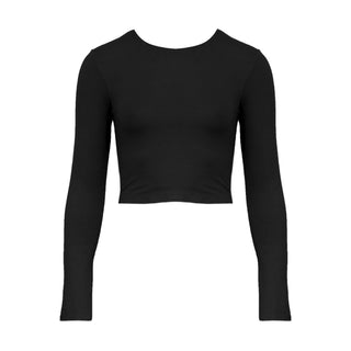 Crop top zwart met lange mouwen - Leela