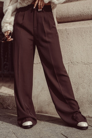 Dames pantalon donker bruin - Laure