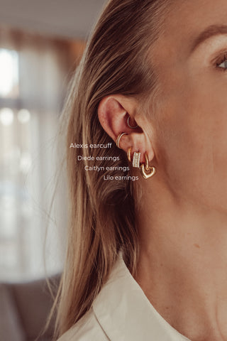 Earcuff 2 ringen met strass goud - Alexis