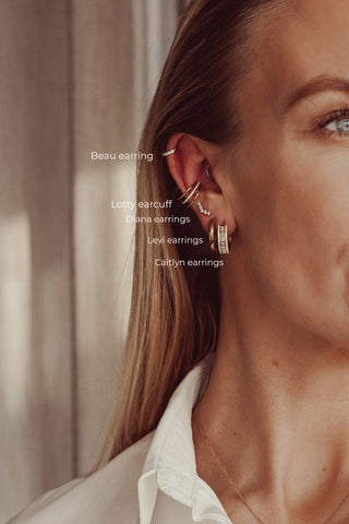 Diamanten oorpiercing kort goud - Diana