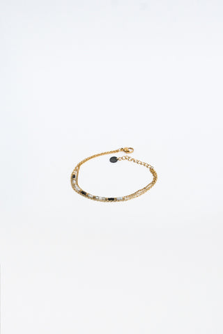 Gouden kralen armband drielaags