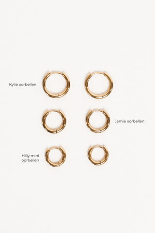 Dunne oorringen met strass goud - Kylie