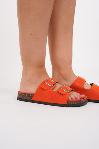 Slipper met verstelbare gespen oranje - Moon