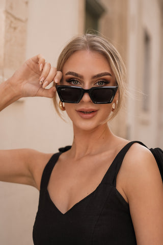 Zonnebril met cateye vorm vierkant zwart - Lovi